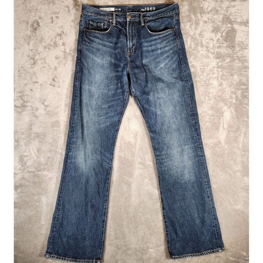 Gap 1969 Jeans Men's‎ 37X35 (Tag  35X36) Blue Loose Vintage Denim Cotton